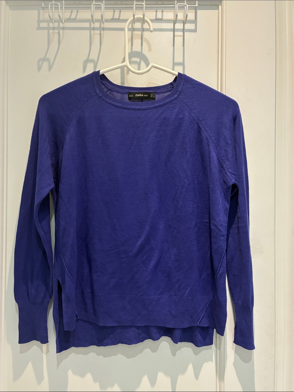 ZARA KNIT Royal Blue High-Low Fine Knit Sweater Small 👵MT